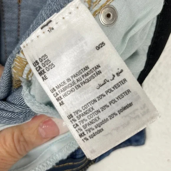 INC Denim Sculpting Fit Wide Leg Jeans Medium Wash Frayed Hem 0/25 Distressed - Picture 7 of 8